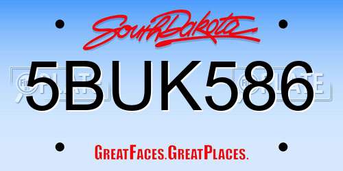 5BUK586 South Dakota License Plate