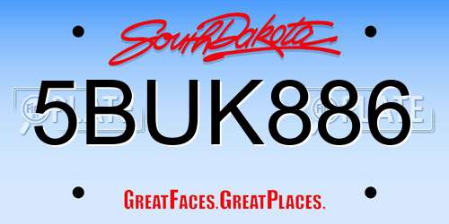 5BUK886 South Dakota License Plate
