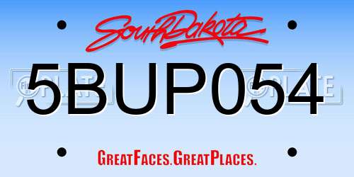 5BUP054 South Dakota License Plate