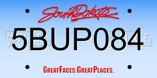 5BUP084 South Dakota License Plate