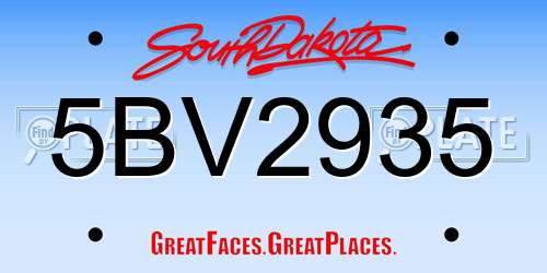 5BV2935 South Dakota License Plate