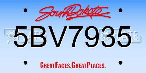 5BV7935 South Dakota License Plate