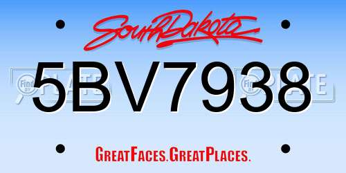 5BV7938 South Dakota License Plate