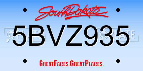 5BVZ935 South Dakota License Plate