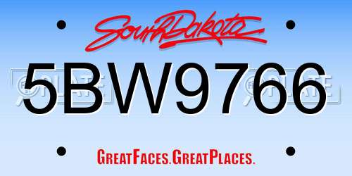 5BW9766 South Dakota License Plate