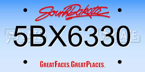 5BX6330 South Dakota License Plate