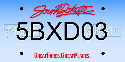 5BXD03 South Dakota License Plate