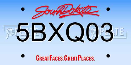 5BXQ03 South Dakota License Plate
