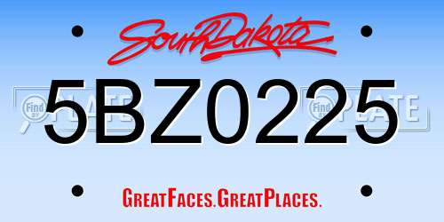 5BZ0225 South Dakota License Plate
