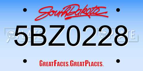 5BZ0228 South Dakota License Plate