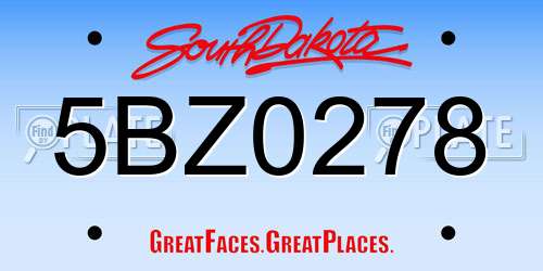 5BZ0278 South Dakota License Plate