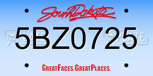 5BZ0725 South Dakota License Plate