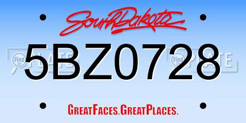 5BZ0728 South Dakota License Plate