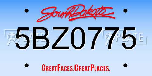 5BZ0775 South Dakota License Plate