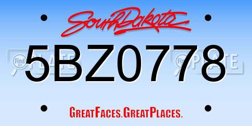 5BZ0778 South Dakota License Plate