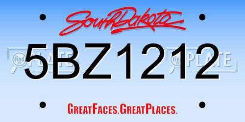 5BZ1212 South Dakota License Plate