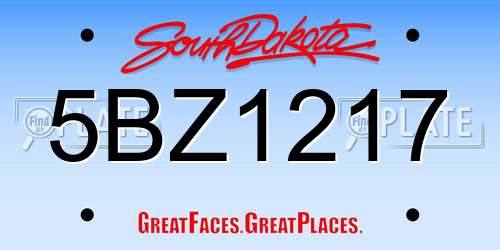 5BZ1217 South Dakota License Plate