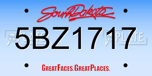 5BZ1717 South Dakota License Plate