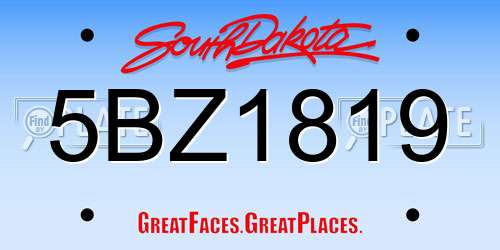 5BZ1819 South Dakota License Plate
