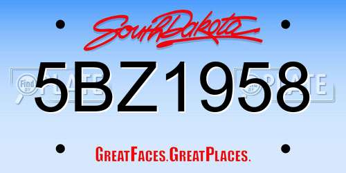 5BZ1958 South Dakota License Plate