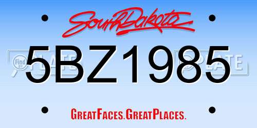 5BZ1985 South Dakota License Plate
