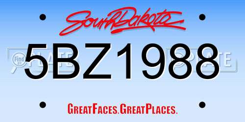 5BZ1988 South Dakota License Plate