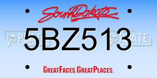 5BZ513 South Dakota License Plate