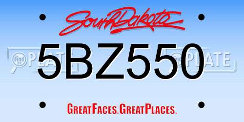 5BZ550 South Dakota License Plate