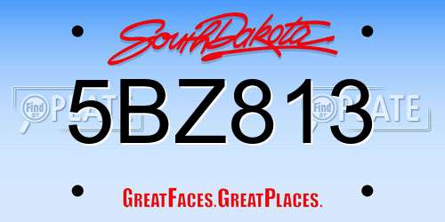 5BZ813 South Dakota License Plate