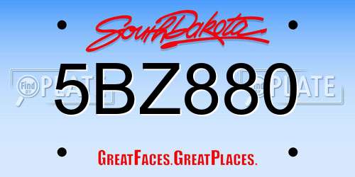 5BZ880 South Dakota License Plate