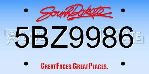 5BZ9986 South Dakota License Plate