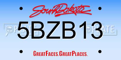 5BZB13 South Dakota License Plate