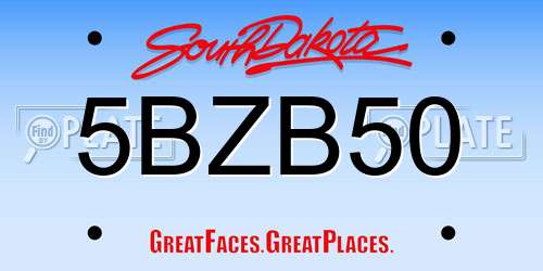 5BZB50 South Dakota License Plate