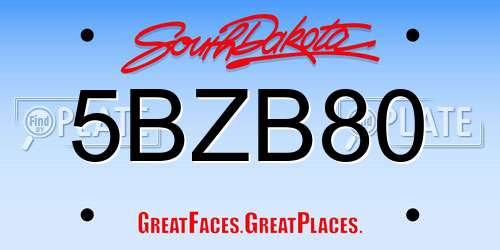 5BZB80 South Dakota License Plate