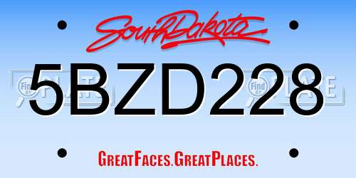 5BZD228 South Dakota License Plate