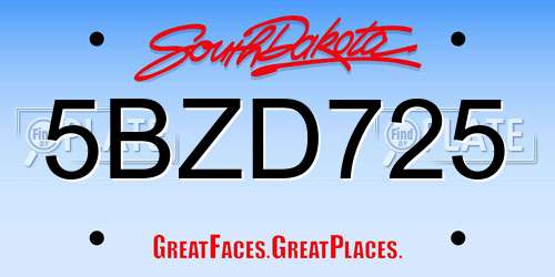 5BZD725 South Dakota License Plate