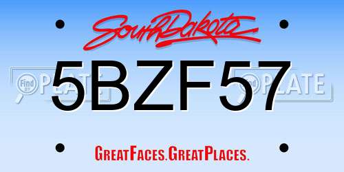 5BZF57 South Dakota License Plate