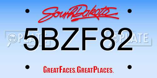 5BZF82 South Dakota License Plate