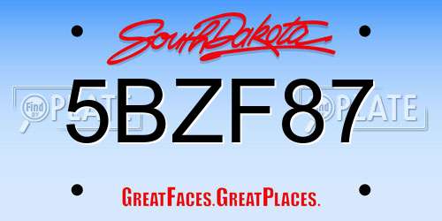 5BZF87 South Dakota License Plate