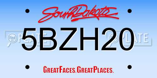 5BZH20 South Dakota License Plate