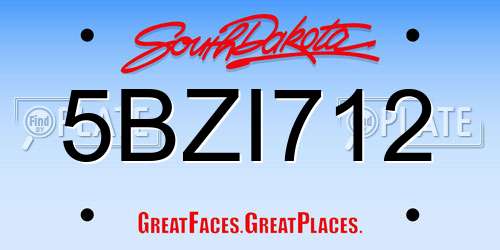 5BZI712 South Dakota License Plate