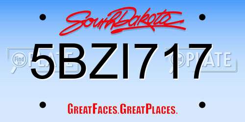 5BZI717 South Dakota License Plate
