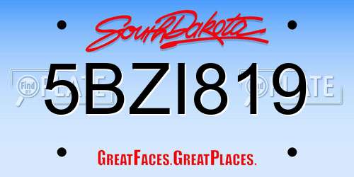 5BZI819 South Dakota License Plate