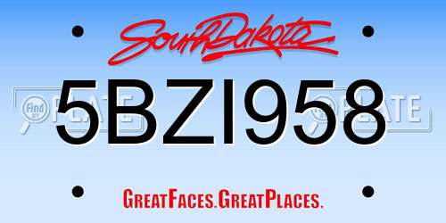 5BZI958 South Dakota License Plate