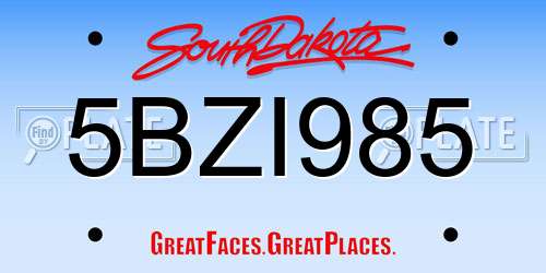 5BZI985 South Dakota License Plate