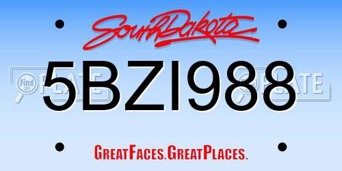 5BZI988 South Dakota License Plate
