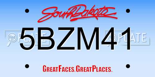 5BZM41 South Dakota License Plate