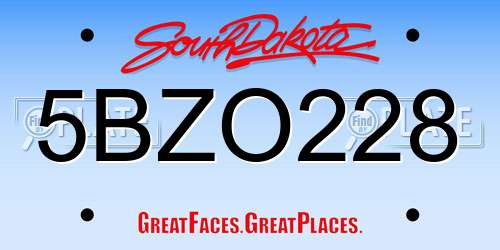 5BZO228 South Dakota License Plate