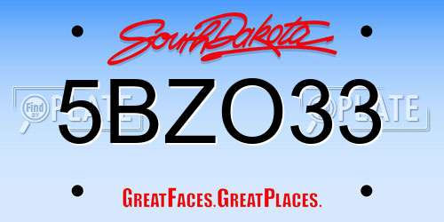 5BZO33 South Dakota License Plate