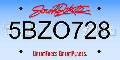 5BZO728 South Dakota License Plate